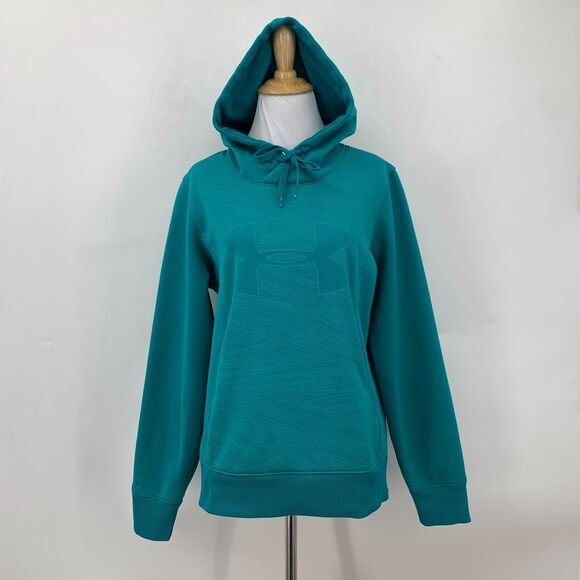 Under Armour Storm Hoodie Womens M Medium Bluegrass Semi Fitted ColdGear Fleece - Picture 2 of 13